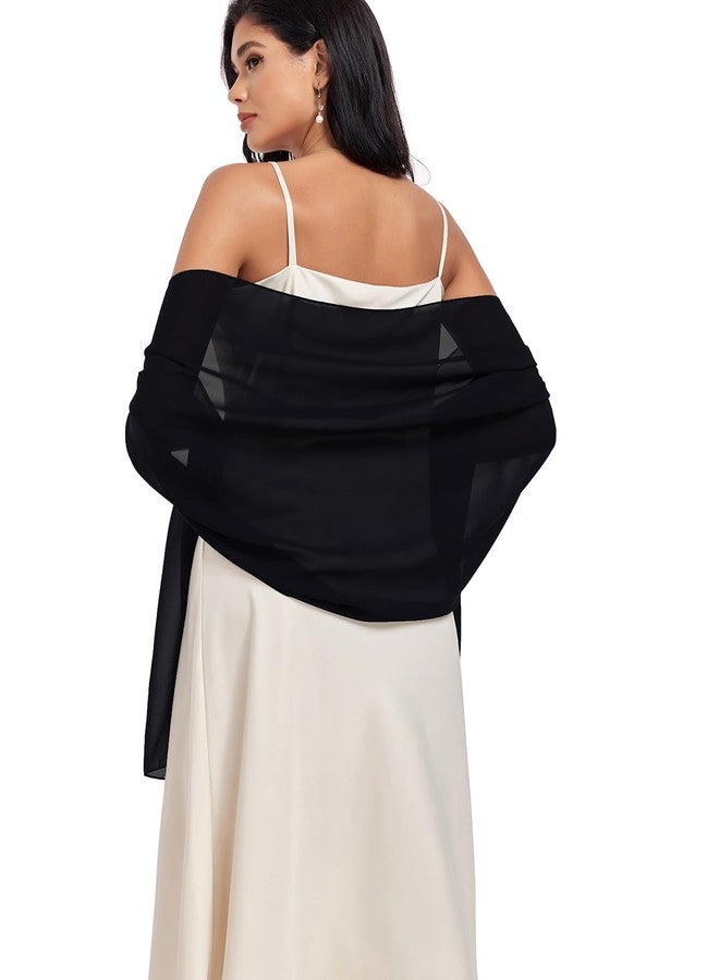 Vickorpen Shawls and Wraps Soft Chiffon Scarve Scarf For Evening Party Dresses Wedding Stole(Black1,one size) - Image 3